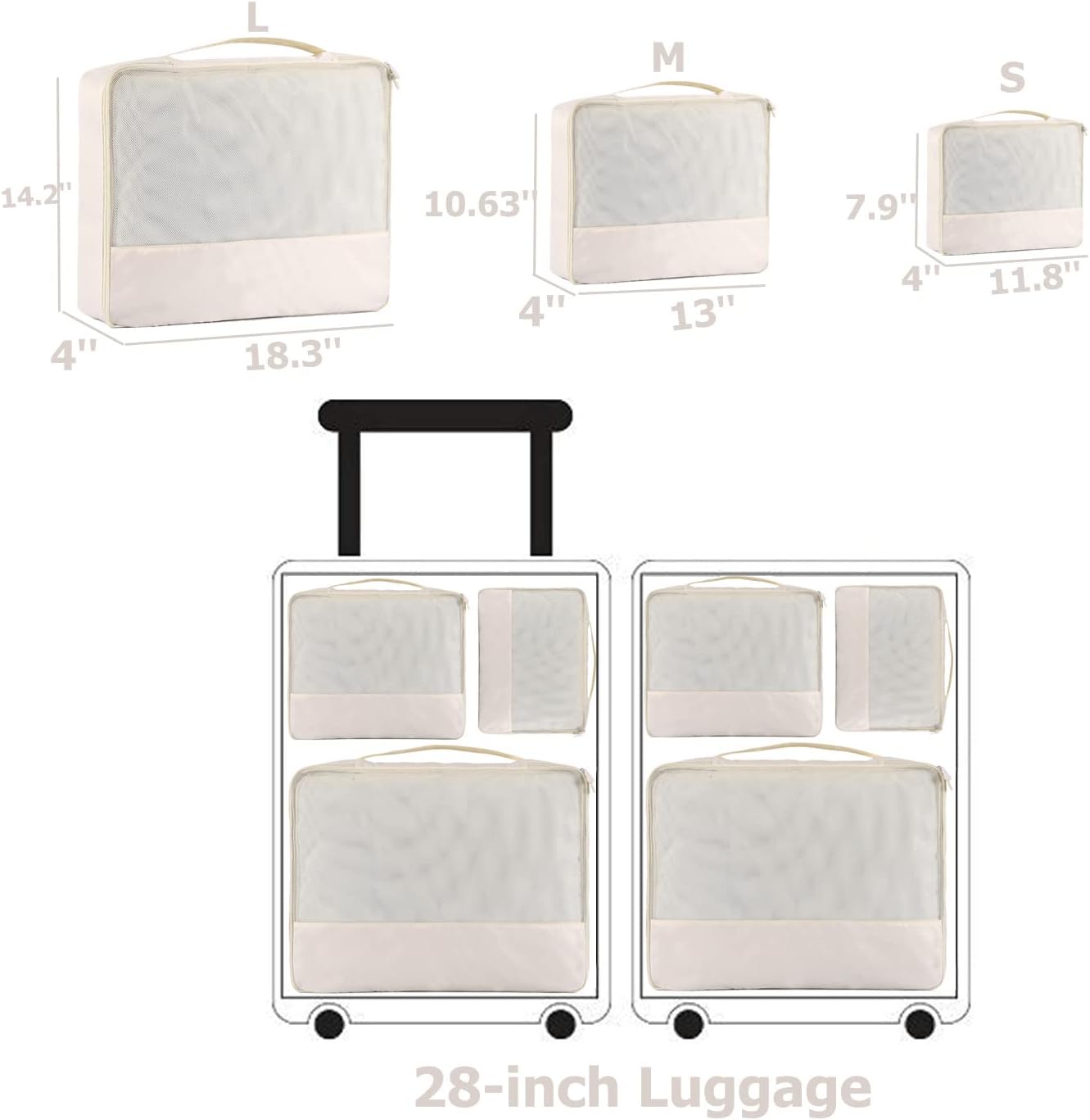 DoubleTrip Packing Cubes for Suitcases Carry on Luggage Organizer 6 Set Travel Accessories Lightweight Storage Bag Space Saver Clothes Pouch Large - Image 3