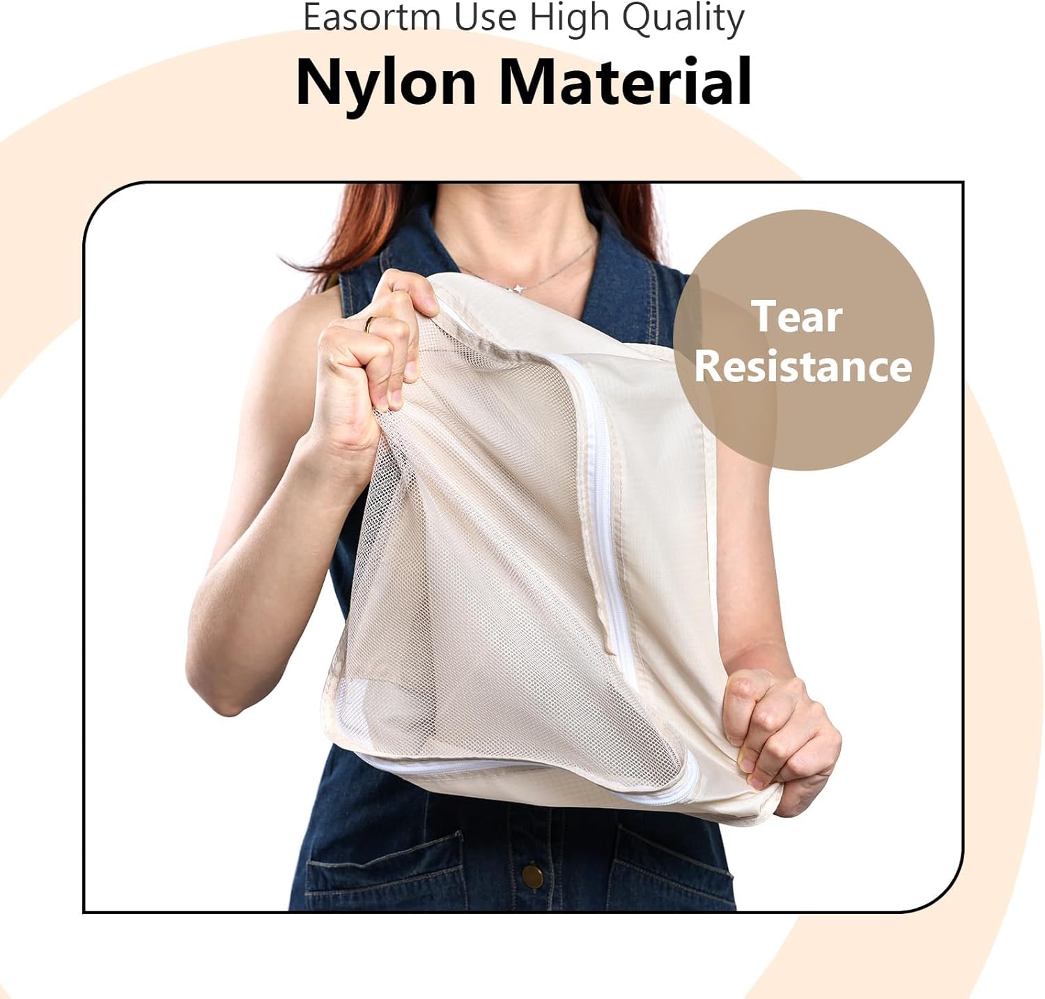 Easortm Packing Cubes for Travel - 9 Set Packing Cubes for Suitcase Large Travel Cubes Luggage Organizer Bags Set With Travel Laundry Bags/Shoe Bag/Toiletry Bag (Beige) - Image 4