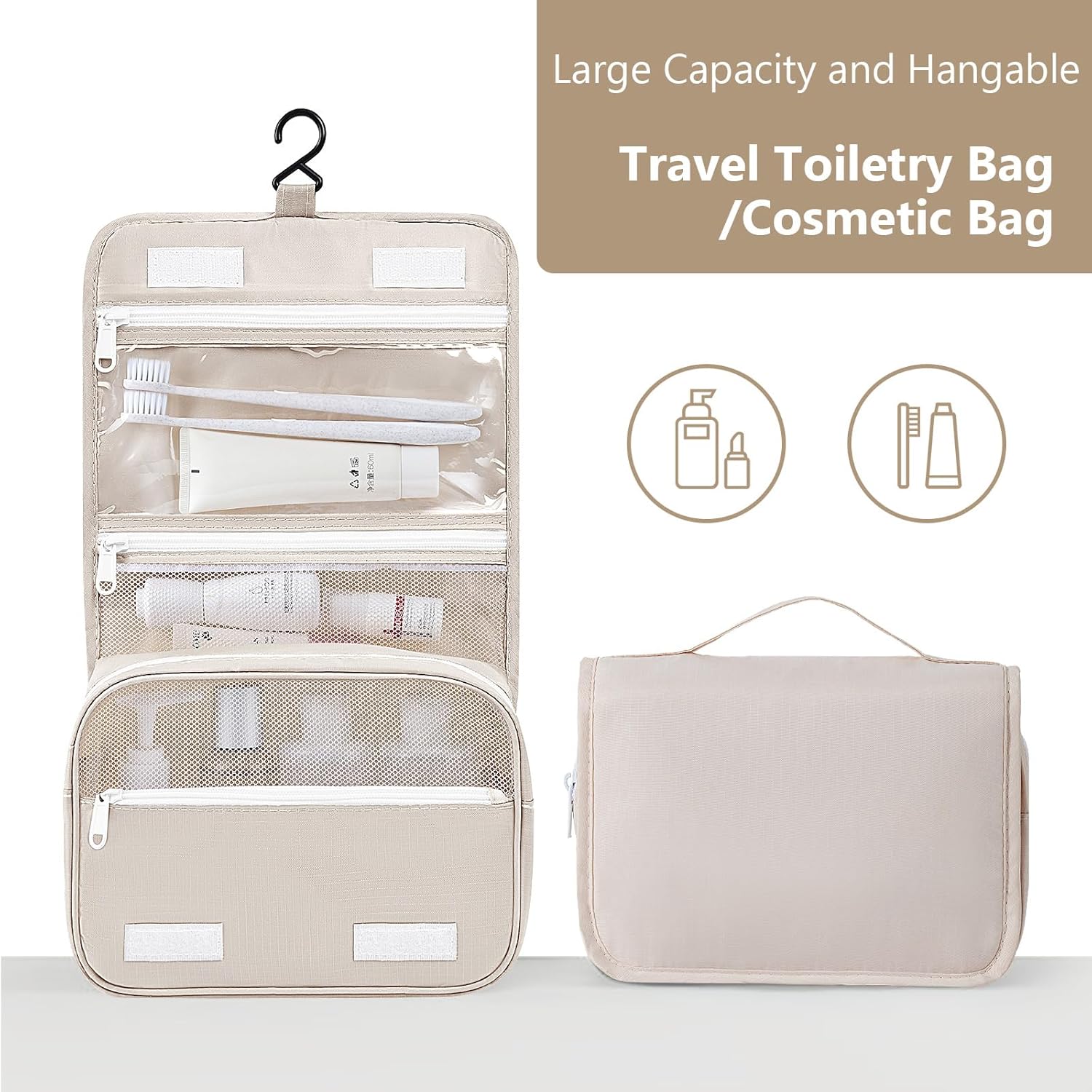 Easortm Packing Cubes for Travel - 9 Set Packing Cubes for Suitcase Large Travel Cubes Luggage Organizer Bags Set With Travel Laundry Bags/Shoe Bag/Toiletry Bag (Beige) - Image 5